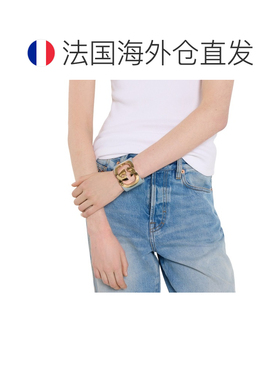自营欧洲直邮GUCCI古驰 Interlocking女士冰蓝色皮革手镯