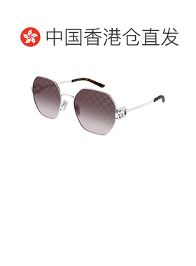 香港直邮Gucci 古驰 女士 SILVER-SILVER-RED 金属太阳眼镜 GG204