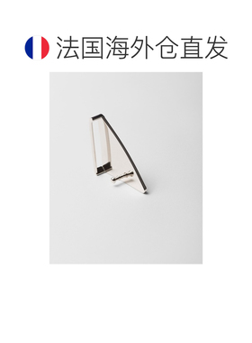 自营欧洲直邮PRADA普拉达 男士黑色珐琅金属三角形徽标腰带扣
