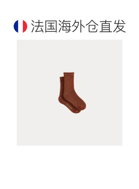 自营欧洲直邮Bonpoint 婴儿焦糖棕棉质罗纹高筒袜袜子