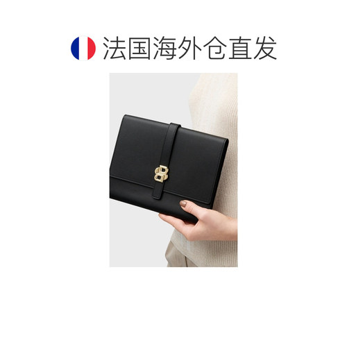 自营欧洲直邮Hugo Boss 男士黑色聚氨酯双B字母组合图案文件夹 - 图1