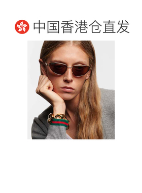 1h可退 香港直邮Gucci 古驰 女士 徽标猫眼太阳眼镜 brown棕色 舒