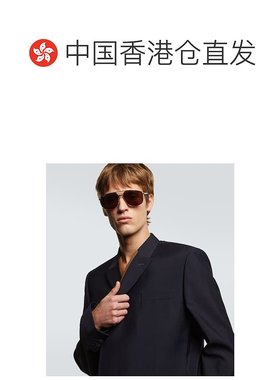 1h可退 香港直邮Gucci 古驰 男士 织物方框太阳眼镜 metal金属色