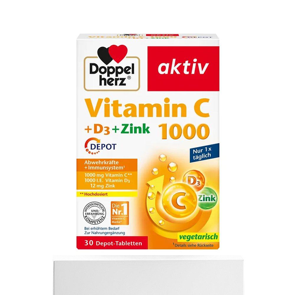欧洲直邮德国双心Doppelherz补vc+vd片维C1000+维D3长效缓释片30,淘宝优惠券,粉丝福利购,淘宝优惠卷
