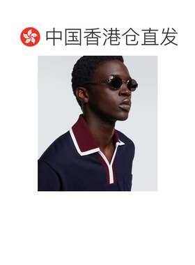 1h可退 香港直邮Gucci 古驰 男士 GG 椭圆形太阳眼镜 metal金属色