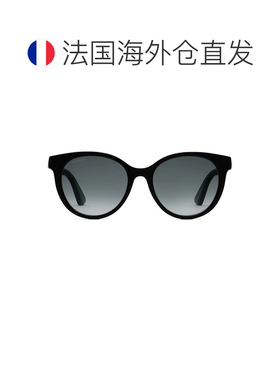 自营 GUCCI/古驰   女款黑色醋纤圆形框架渐变灰色镜片太阳镜