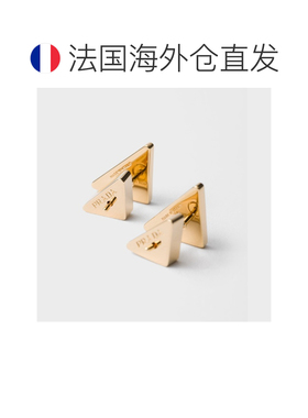 自营欧洲直邮Prada普拉达 女士金色/红色珐琅金属耳环