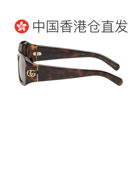 1h可退 香港直邮Gucci 古驰 女士 棕色 GG Corner 太阳镜 GG1403S