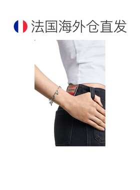 自营欧洲直邮Diesel迪赛 女士银灰色不锈钢吊坠手链