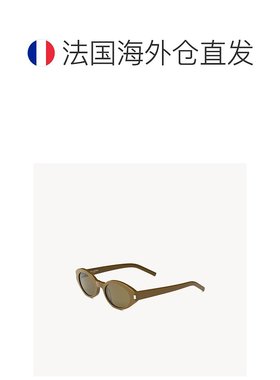 自营欧洲直邮YSL圣罗兰 SL 567女士甘草棕色/卡其色醋酸纤维圆形