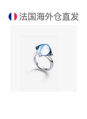自营欧洲直邮Baccarat巴卡拉 Medicis女士蓝色切割银戒托方糖戒指