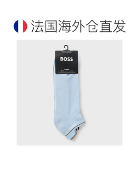 自营欧洲直邮HUGO BOSS雨果 男士蓝色棉质舒适鞋底三双装低帮袜