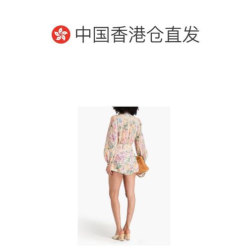 1h可退 香港直邮ZIMMERMANN 女士 束带亚麻短裤 9936ASS241MULTIW - 图1