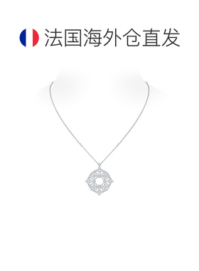 自营欧洲直邮LV路易威登 Dentelle女士灰色白金花朵图案项链