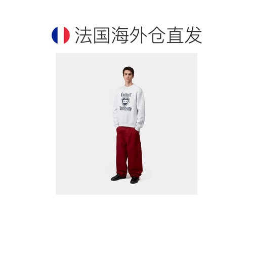 自营欧洲直邮Carhartt WIP Schooling男士灰麻色棉印花图案卫衣 - 图1