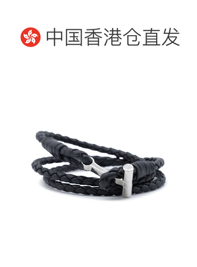 1h可退 香港直邮Tom Ford 汤姆 福特 男士 黑色银色皮革手链 JM00