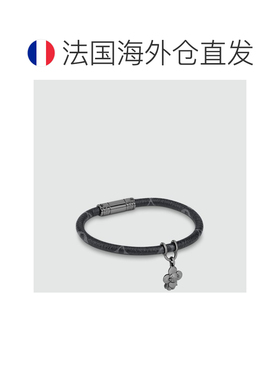 自营1h可退 欧洲直邮LV/路易威登 男士银色/黑色金属/帆布手链新