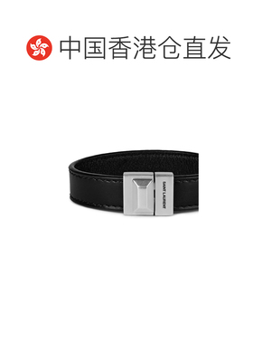 1h可退 香港直邮Saint Laurent 圣罗兰 男士 雕刻徽标皮革手链 75