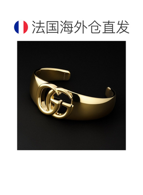 自营欧洲直邮GUCCI古驰 GG Marmont女士金色黄铜镂空手镯配饰