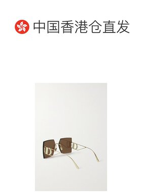 1h可退 香港直邮DIOR 迪奥 女士 Montaigne 金色金属方框太阳镜 C