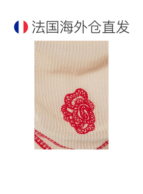 自营欧洲直邮Claudie Pierlot 女士米白色/红色双色提花印花方巾