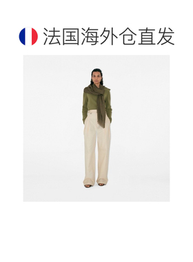 欧洲直邮自营Burberry博柏利 女士沼泽色羊毛宽版格纹丝毛混纺围
