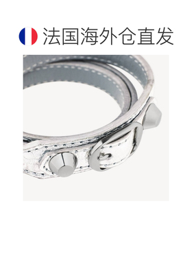 自营欧洲直邮Balenciaga巴黎世家 City Triple女士银色羊皮革手链