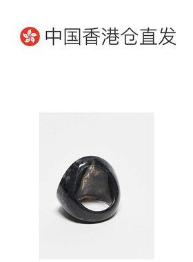 1h可退 香港直邮ASOS 女士 设计大号树脂水洗黑色戒指