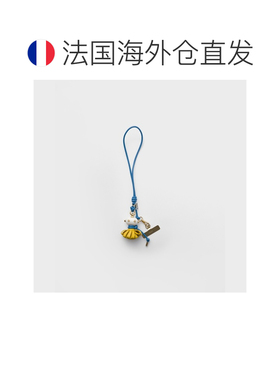 自营欧洲直邮PRADA普拉达 女士太阳黄/波浪蓝纳帕皮革智能手机链