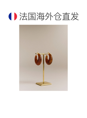 自营欧洲直邮Sezane GRACE女士棕色树脂耳环配饰