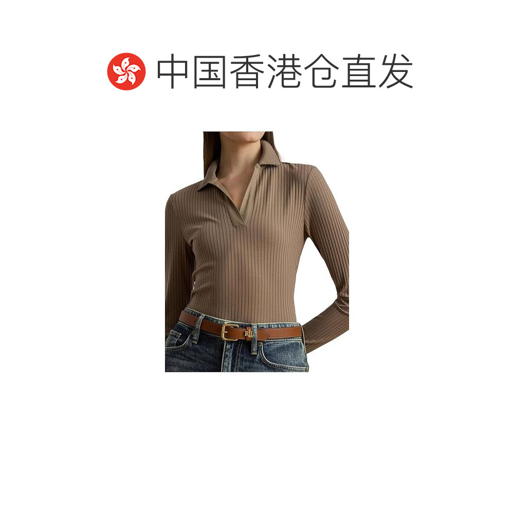 1h可退 香港直邮Lauren Ralph Lauren 女士 罗纹针织长袖Polo衫,淘宝优惠券,粉丝福利购,淘宝优惠卷