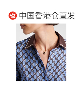 1h可退 香港直邮Gucci 古驰 女士 双G扣18K金玛瑙钻石项链