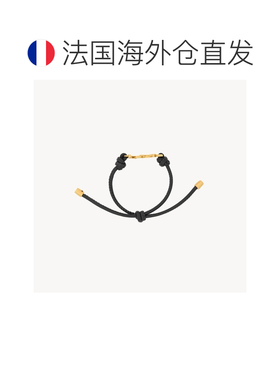 自营欧洲直邮YSL圣罗兰 CASSANDRE女士黑色/金色皮革绳手链