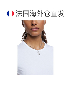 自营欧洲直邮Diesel迪赛 女士银灰色不锈钢D Logo吊坠项链