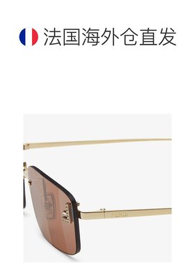自营1h可退 欧洲直邮FENDI/芬迪 女士棕色金属太阳镜新款