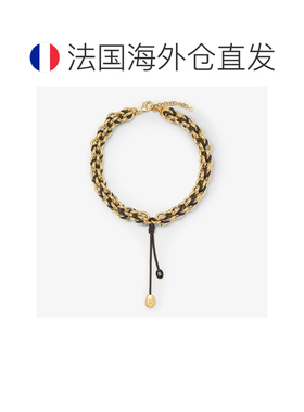 自营欧洲直邮Fendi芬迪 Candy女士黑色金属皮革项链