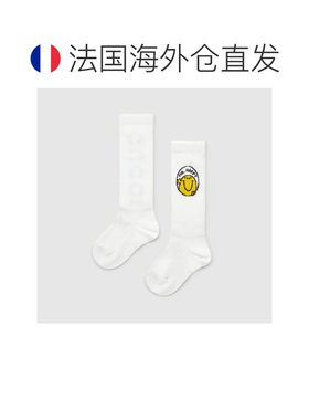 自营欧洲直邮GUCCI古驰 女孩儿童袜白色罗纹棉混纺中筒袜袜子