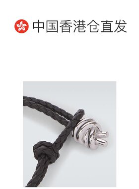 1h可退 香港直邮Bottega Veneta 葆蝶家 男士 皮革饰边纯银手链