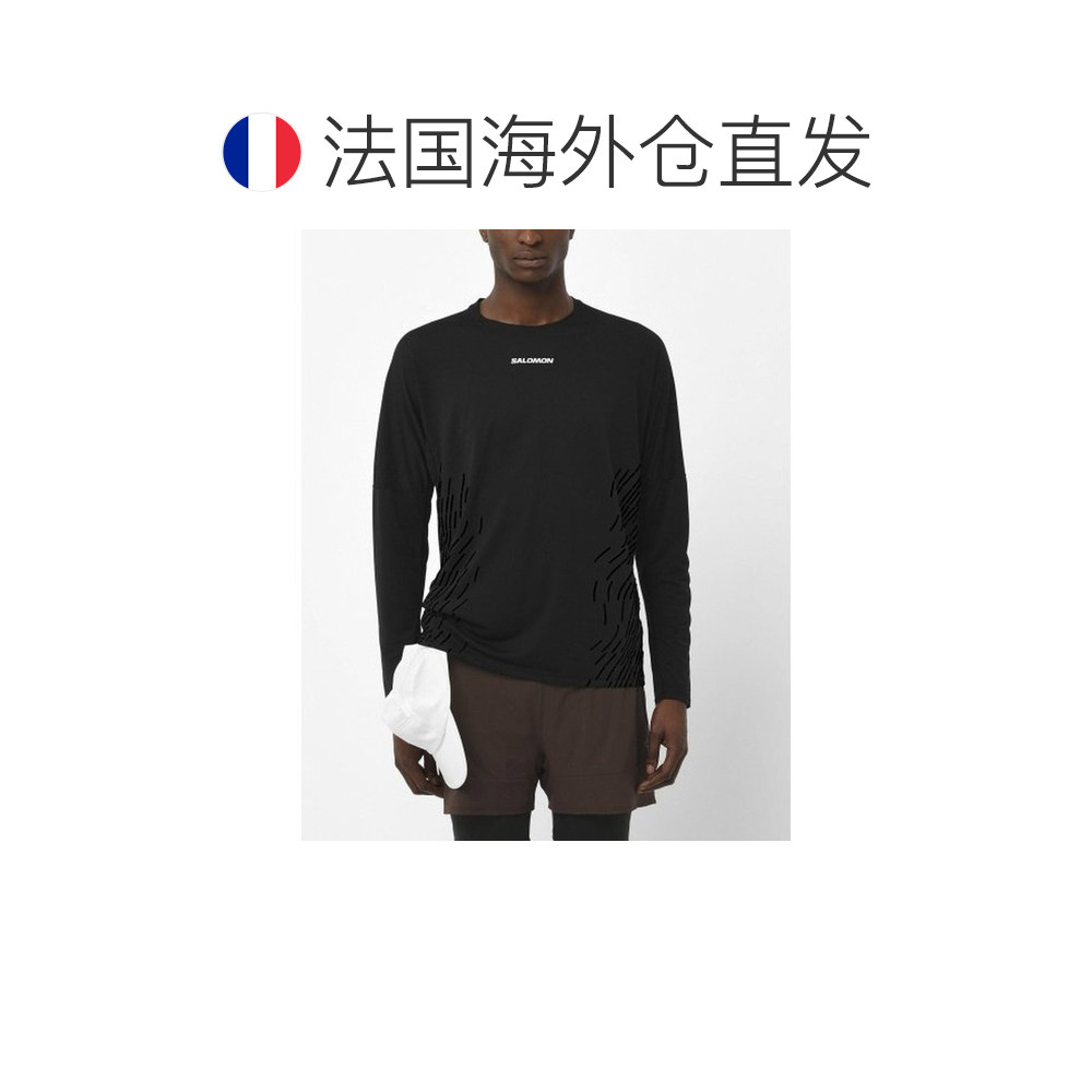 自营欧洲直邮SALOMON SENSE AERO男士黑色合成纤维长袖T恤运动,淘宝优惠券,粉丝福利购,淘宝优惠卷