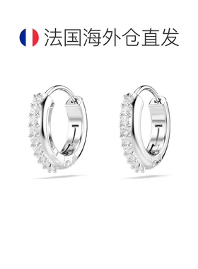 欧洲直邮Swarovski施华洛世奇Matrix镀铑白色圆形切割大圈耳环