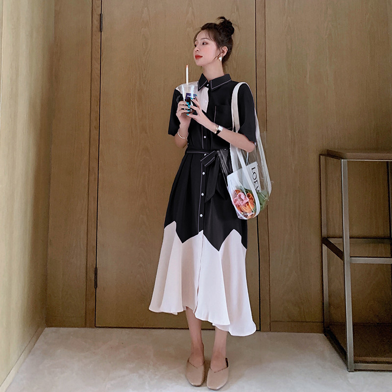 不规则设计感连衣裙女2020新款衬衫 岸妃连衣裙