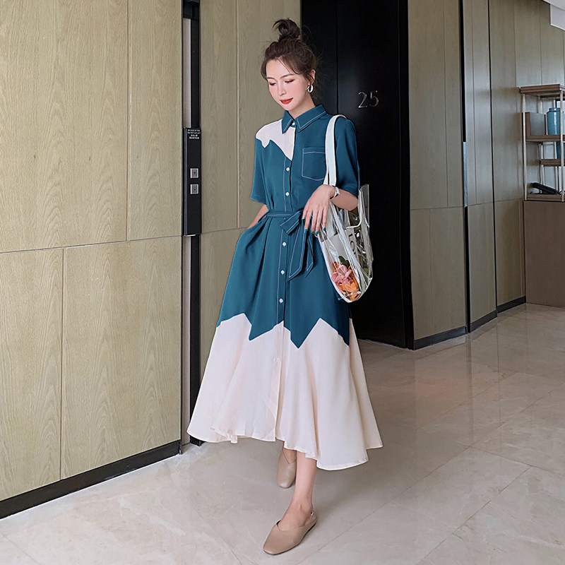 不规则设计感连衣裙女2020新款衬衫 岸妃连衣裙