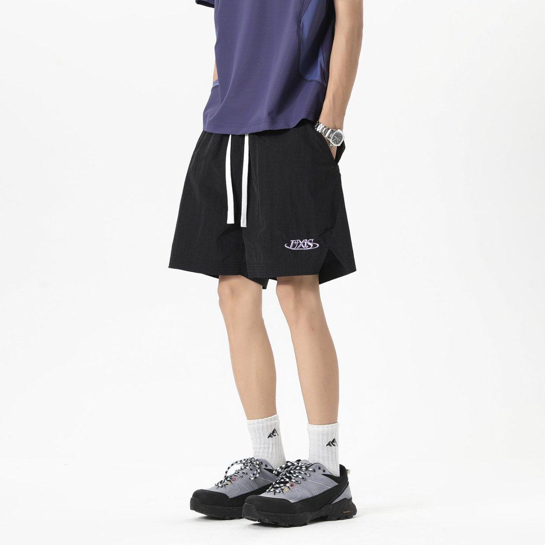 潮牌字母刺绣速干短裤夏季美式男款宽松休闲五分中裤沙滩运动裤,淘宝优惠券,粉丝福利购,淘宝优惠卷