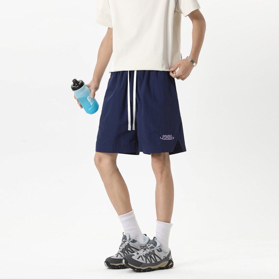 潮牌字母刺绣速干短裤夏季美式男款宽松休闲五分中裤沙滩运动裤,淘宝优惠券,粉丝福利购,淘宝优惠卷