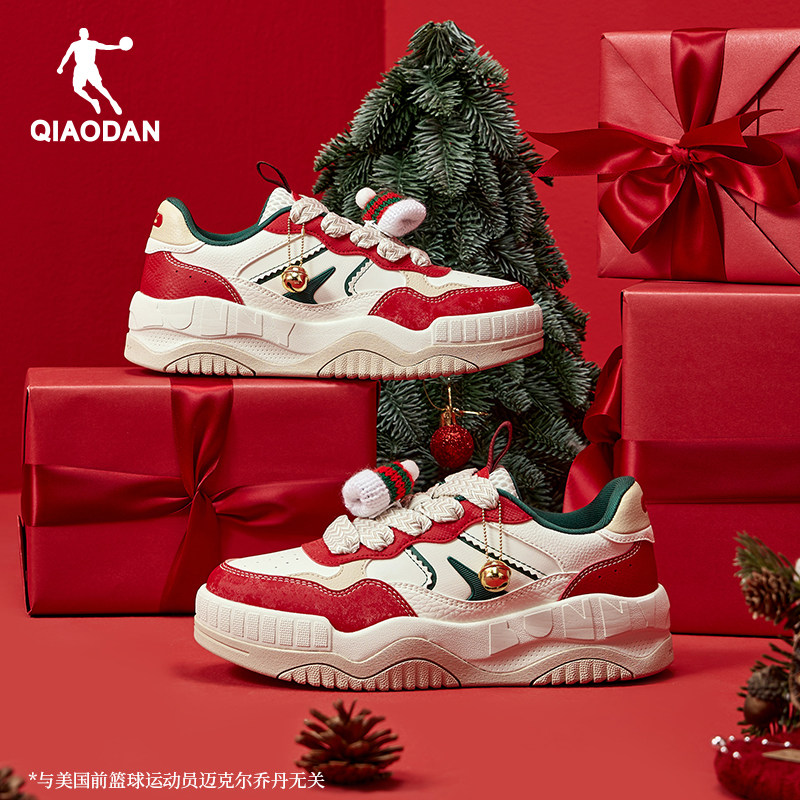 乔丹熊猫面包鞋2025冬季新款运动鞋女板鞋厚底休闲鞋百搭红色女鞋,淘宝优惠券,粉丝福利购,淘宝优惠卷