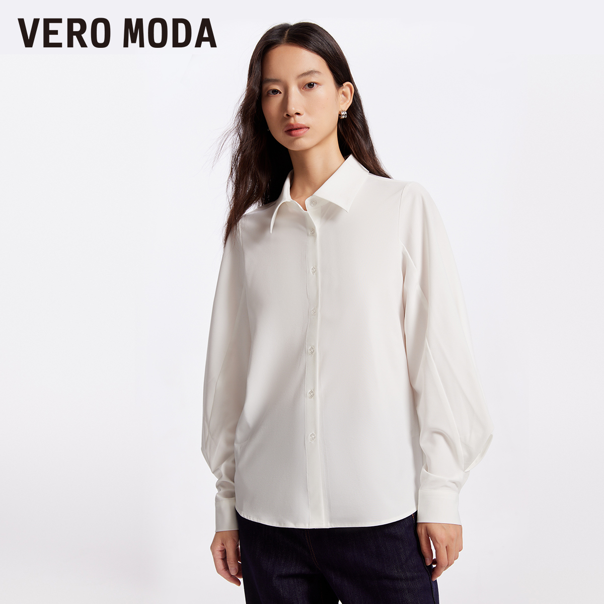 Vero Moda奥莱衬衫针织马甲两件套女秋冬新款休闲舒适通勤百搭 - 图1