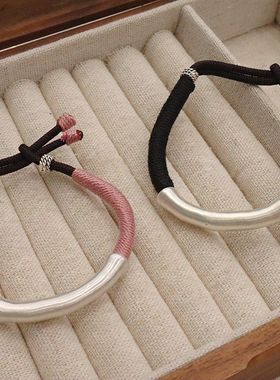 手链情侣手链编织绳款黑绳足银