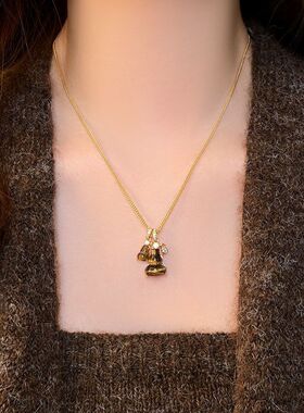 葫芦虎眼石金色配饰锆石双高级