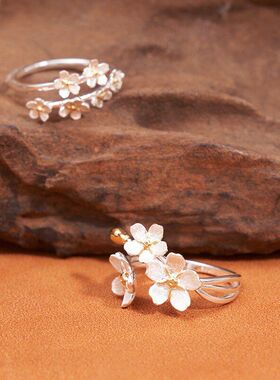 中世纪法式立体戒鸢尾花撞色纯银