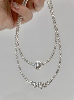 个性丝绸s925玛瑙天然链黑银球